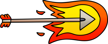 bir insan tarafından çizilmiş gölgeli çizgi film yanan ok.