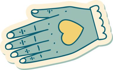 Bir insan tarafından çizilmiş geleneksel bir el dövmesi çıkartması.