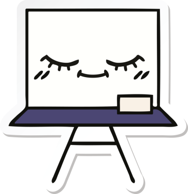 Bir insan tarafından çizilmiş beyaz bir karikatür çıkartması.