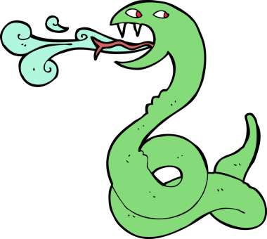 Bir insan tarafından çizilmiş tıslayan yılan çizgi filmi.