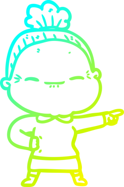 Bir insan tarafından çizilmiş barışçıl, yaşlı bir kadının soğuk çizgi çizimi.