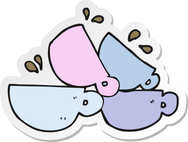 Bir insan tarafından çizilmiş kahve fincanının çıkartması.