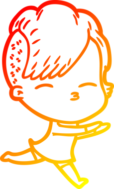 Bir insan tarafından çizilmiş çizgi film karakteri şaşı bir kızın sıcak çizgi çizimi.