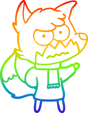 Gökkuşağı gradyan çizgi çizimi bir insan tarafından çizilmiş bir tilki