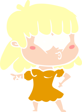 Bir insan tarafından çizilmiş düz renkli bir karikatür.