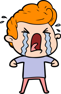 Bir insan tarafından çizilmiş ağlayan bir karikatür.