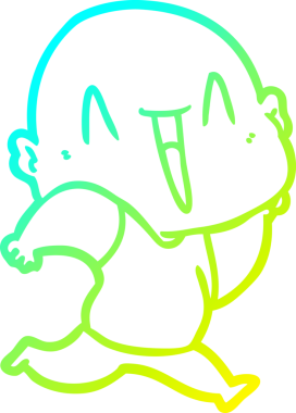 Bir insan tarafından çizilmiş, mutlu, kel bir adamın çizdiği soğuk çizgi.