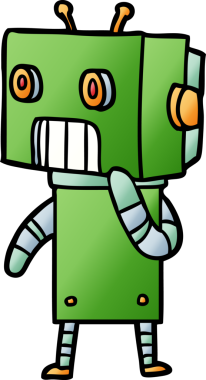 Bir insan tarafından çizilmiş çizgi film robotu