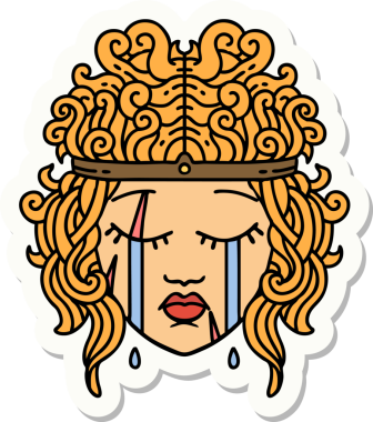 Bir insan tarafından çizilmiş ağlayan bir insan barbarının çıkartması.