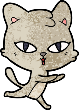 Bir insan tarafından çizilmiş çizgi film kedisi.