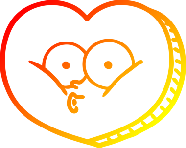 Bir insan tarafından çizilmiş bir aşk kalbinin sıcak çizgi çizimi.