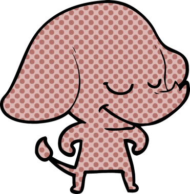 Bir insan tarafından çizilmiş gülümseyen bir fil.