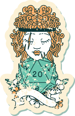 Retro Dövme Tarzı İnsan Barbarlığı Bir insan tarafından çizilmiş doğal 20 zar ile