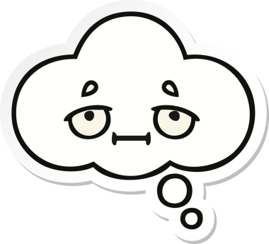 Bir insan tarafından çizilmiş şirin bir düşünce baloncuğunun çıkartması.