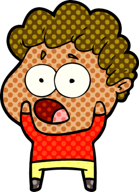 Bir insan tarafından çizilmiş bir karikatür adamı şaşkınlıkla nefes nefese kaldı.