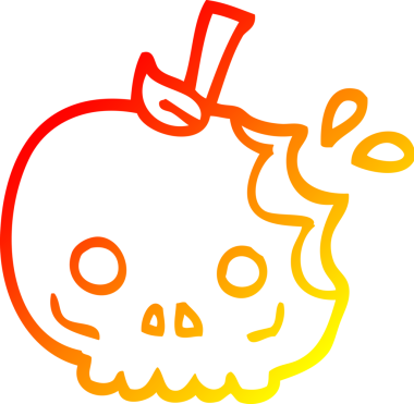 Bir insan tarafından çizilmiş kırmızı zehirli elma çizgi çizimi.