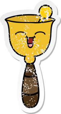 Bir insan tarafından çizilmiş şirin bir okul çanının sıkıntılı çıkartması.