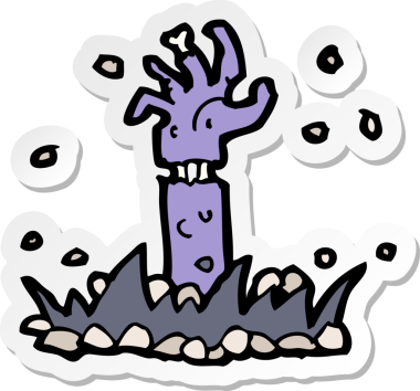 Bir insan tarafından çizilmiş bir zombi kolunun çıkartması.