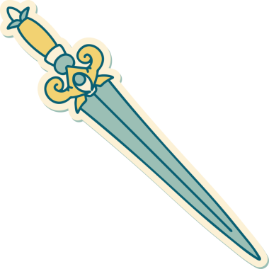 Bir insan tarafından çizilmiş geleneksel bir hançer stili dövme çıkartması.