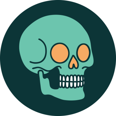 Bir insan tarafından çizilmiş bir kafatasının ikonik dövme şekli