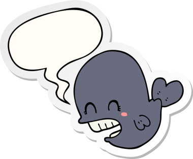 Bir insan tarafından çizilmiş konuşma balonu etiketli bir balina.