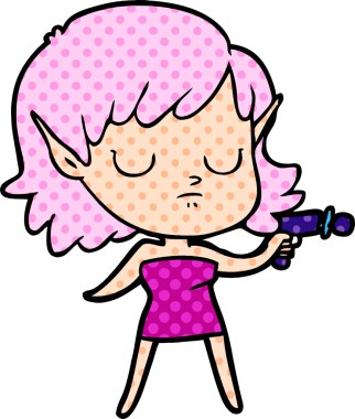 Bir insan tarafından çizilmiş bir elf kızı.