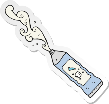 Bir insan tarafından çizilmiş diş macununun çıkartması.