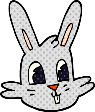 Bir insan tarafından çizilmiş karalama tavşan yüzü.