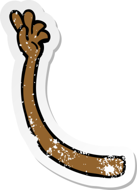 Bir insan tarafından çizilmiş bir karikatür kolunun gerilmiş çıkartması.