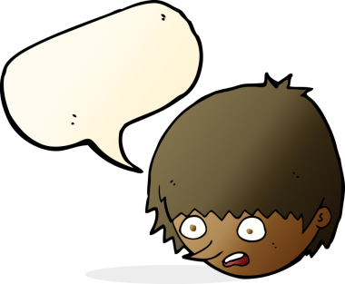 bir insan tarafından çizilmiş konuşma baloncuğuyla gerilmiş bir yüz.