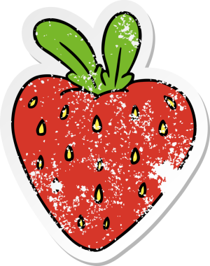 Bir insan tarafından çizilmiş taze bir çileğin el yazısı karikatürü.