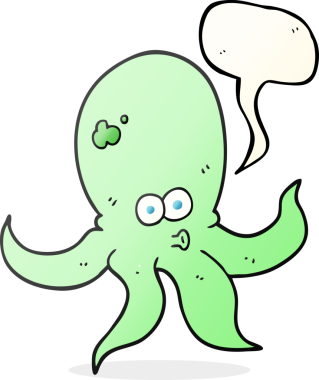 Bir insan tarafından çizilmiş serbest konuşma balonu ahtapot çizimi.