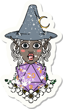 Retro Dövme Biçimli elf karakteri Bir insan tarafından çizilmiş doğal yirmi zar atışıyla