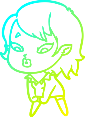 Soğuk gradyan çizgisi, bir insan tarafından çizilmiş şirin bir vampir kız çizgi filmi.