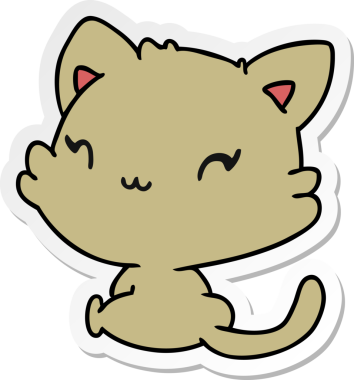 Bir insan tarafından çizilmiş sevimli bir kawaii kedisinin çizilmiş bir karikatür çizimi