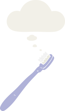 insan tarafından çizilmiş düşünce baloncuklu çizgi film diş fırçası