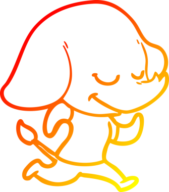 Bir insan tarafından çizilmiş gülümseyen bir filin sıcak çizgi çizimi