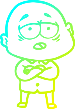 Bir insan tarafından çizilmiş, yorgun, kel bir adamın çizdiği soğuk çizgi.