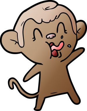 Bir insan tarafından çizilmiş çılgın çizgi film maymunu