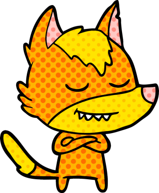 Bir insan tarafından çizilmiş tilki çizgi film karakteri