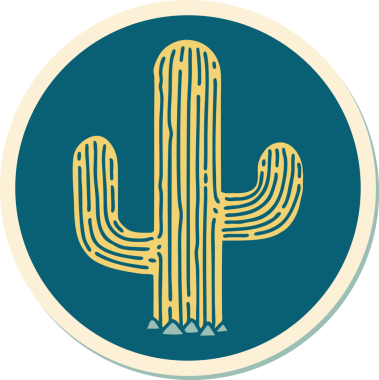 Bir insan tarafından çizilmiş geleneksel bir kaktüs stili dövme çıkartması.