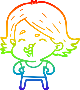 Gökkuşağı gradyan çizgi çizimi Bir insan tarafından çizilen bir kız karikatürü