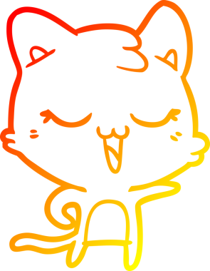 Bir insan tarafından çizilmiş mutlu çizgi film kedisinin sıcak çizgi çizgisi.