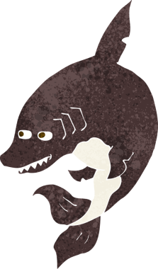 Bir insan tarafından çizilmiş komik bir köpek balığı.