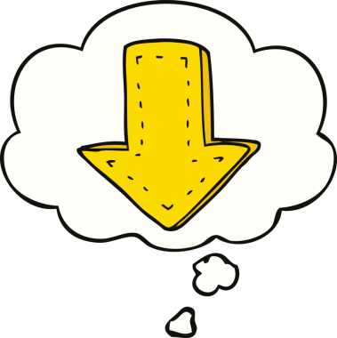 Bir insan tarafından çizilmiş düşünce balonlu bir ok.