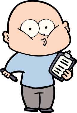 Bir insan tarafından çizilmiş kel bir adam.