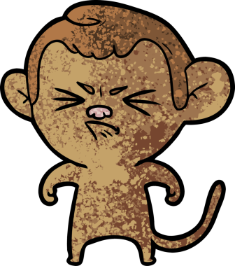 Bir insan tarafından çizilmiş sinir bozucu bir maymun.