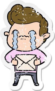 Bir insan tarafından çizilmiş ağlayan bir karikatürcünün sıkıntılı çıkartması.