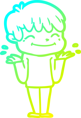 Bir çizgi film karakteri çizen soğuk çizgi bir insan tarafından çizilmiş mutlu çocuk.