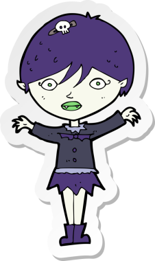 Bir insan tarafından çizilmiş vampir kızın çizdiği bir karikatür çıkartması.